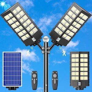 Solar Street Lights Outdoor 2 Pack 8000w Solar Parking Lot Lights 460000 Lumens